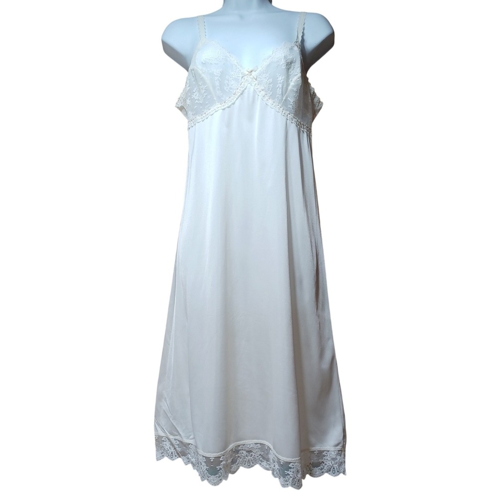 VTG St Michael Lace Trim Full‎ Slip Dress Chemise Nightgown Ivory 38B Romantic